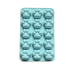 Bpa Free Diy Handgemaakte 15 Holes Biscuit Mal Duurzame Siliconen Mallen Voor Zeepcake Bakken Kat Paw Vorm Siliconen Chocolade Mallen