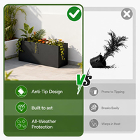 JH-Mech Bac à plantes rectangulaire extérieur en métal de 36 pouces, facile à assembler, résistant aux intempéries et thermolaqué, pour patio et jardin