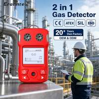 Détecteur multi-gaz Eranntex 2 en 1, analyseur de gaz portable, O2 H2S CO LEL, moniteur de gaz toxiques et combustibles, type clip, alarme de gaz personnelle