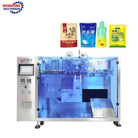 Machine d'emballage horizontale à 3 stations pour sachets préformés, à large application, pour le remplissage de liquides alimentaires et l'emballage de sacs