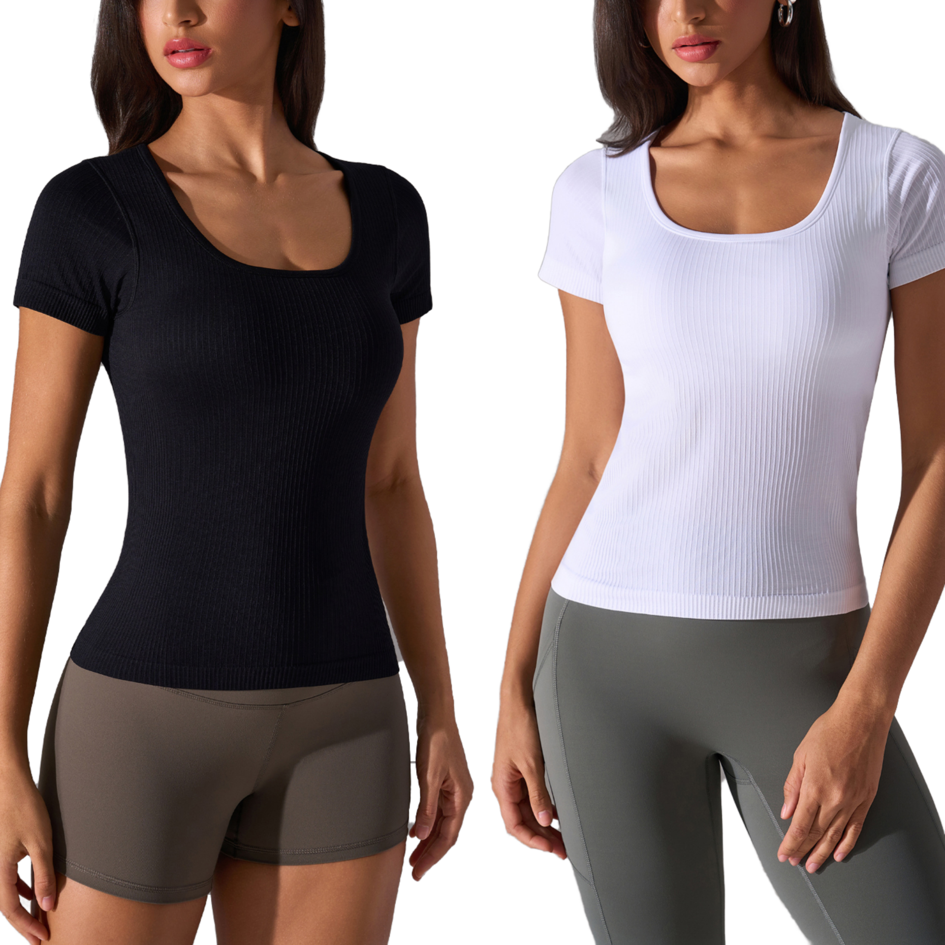 Custom Logo Eco-Friendly Recyclable Four-Way Stretch Breathable Lightweight Spandex/Nylon Sexy Sports T-Shirt Women