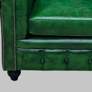 Designer Polo Green 3 Seater Chesterfield Sofa Genuine Leather Deep Tufted Couch Luxury Living Room Furniture Classic Style - Product Image 4