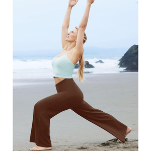 Pantalones de Yoga Casuales y Fluidos para Mujer |   Pantalones de Forro Polar de Pierna Ancha y Tiro Medio con Bolsillo |   Proveedor de Ropa Deportiva al por Mayor - Product Image 4