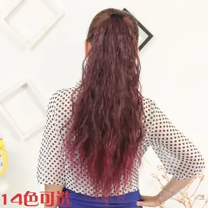 Free shipping aliexpress new design synthetic corn perm ponytail,tie style Corn Perm Ponytail Curl Hair Wigs With OPP Bag