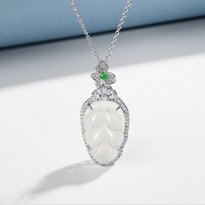 Chalcedony <b>leaf</b> pendant, icy jade <b>leaf</b>, chalcedony gourd pendant, jade gourd imitation jadeite cabochon, women's <b>light</b> luxury - Product Image 1