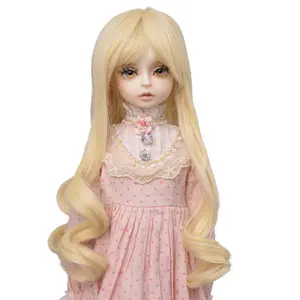 Wig Panjang Sintetis Kualitas Tinggi Warna Emas Boneka Bjd Gelombang Air Wig 1/3 1/4 1/6 untuk Dipilih