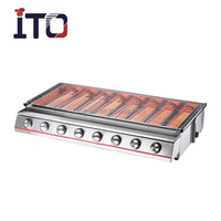 Barbecue de table au gaz GPL commercial en acier inoxydable sans fumée à 8 brûleurs infrarouges