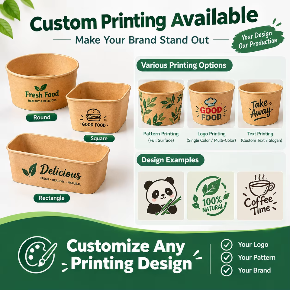 Eco-Friendly Disposable Kraft Paper Bowls Biodegradable Food Container ...
