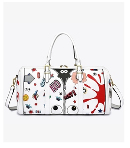 <span class=keywords><strong>Sac</strong></span> bandoulière femme en <span class=keywords><strong>cuir</strong></span> PU grande capacité, motif dessin animé graffiti, style mode, idéal pour <span class=keywords><strong>voyage</strong></span> et week-end - Product Image 2