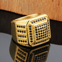 Nouvelle bague hip-hop transfrontalière euro-américaine en acier titane de luxe entièrement sertie de diamants pour homme, en stock