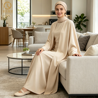 Ensemble d'abaya en mousseline de soie imprimée en relief avec logo personnalisé pour femmes de grande taille en polyester pour tous les mariages d'automne et de printemps