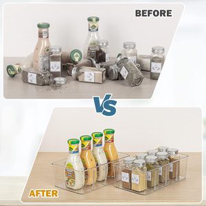Plastic Pantry Organizers Storage <b>Bins</b> Kitchen Organization Pantry Storage Refrigerator Organizer <b>Bins</b> with Removable Dividers - Product Image 3