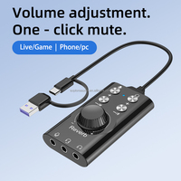 Carte son externe USB 7.1 avec réverbération et changeur de voix, double port USB Type-C, suppression du bruit, Plug & Play pour casque de jeu PC/téléphone/PS4