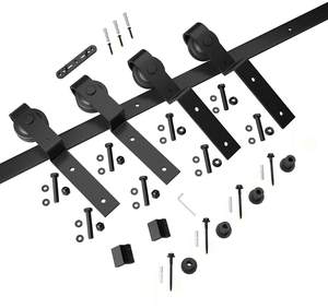 Perlengkapan Pintu Geser Model Barn RHETECH Modern, Sistem Pintu Ganda Baja Satin Tahan Lama untuk Pintu Masuk Kamar Mandi, Pemasangan Mudah dengan Sekrup - Product Image 5