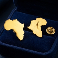 Broche Carte d'Afrique en Gros Unisexe en Acier Inoxydable Cadeau Épingle de Fête Nigéria Congo Algérie Égypte Ghana Zimbabwe Cameroun Togo