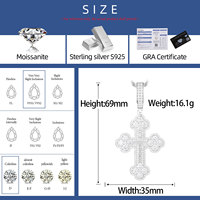 Nouveau design Hip Hop Bijoux chrétiens pour hommes Vente en gros Or blanc Argent sterling 925 Diamant Moissanite VVS Pendentif croix iris