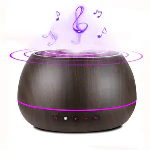 1000Ml Capaciteit Afstandsbediening Elegante Houten Korrel Ultrasone Etherische Olie Aroma Diffuser Met Bluetooth Speaker