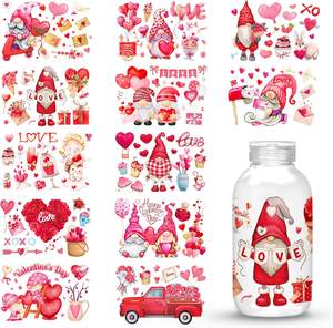 Amour coeur dessin animé saint valentin UV DTF tasse Wrap transfert autocollants frotter sur transfert autocollant étanche pour 16oz tasses en verre - Product Image 5