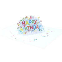 Carte de vœux 3D pop-up pour anniversaire, gâteau, bougie, carte de vœux manuscrite, nouvelle carte de fête d'anniversaire