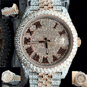 Reloj de Lujo para Hombre con Diamantes Moissanite VVS de la Mejor Calidad, Acero Inoxidable, Estilo Romano, Hip Hop, Deportivo, a la Moda, para Cumpleaños, Resistente al Agua 10 Bar - Product Image 1