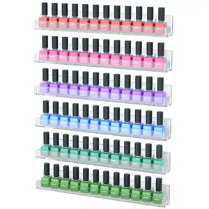 Clear Acrylic Nail Polish Storage Rack Wall Mounted Shelf Nail Polish Display Stand With Removable Anti Slip End Inserts