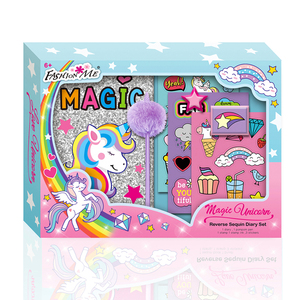 Fashion <span class=keywords><strong>Me</strong></span> Unicorn Notebook Diary Book Reverse Sequin Diary Set Magic Sequin Journal Book - Product Image 1