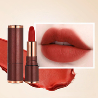 Lipstik Matte Beludru dengan Casing Logam Perunggu Terintegrasi, Warna Espresso-Core Estetis untuk Branding Khusus, Pasokan Mewah