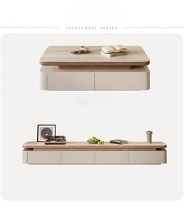 <span class=keywords><strong>Table</strong></span> <span class=keywords><strong>basse</strong></span> et meuble TV de style crème, simple, moderne, luxueux et irrégulier, avec motifs en relief, pour salon - Product Image 5