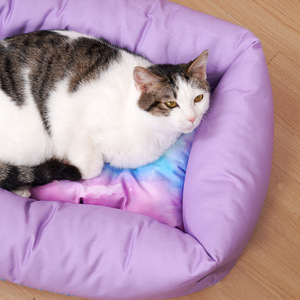 Cama para Mascotas con Degradado Morado de Ensueño, Rectangular, con Funda Extraíble, Cálida, para Gatos - Product Image 3