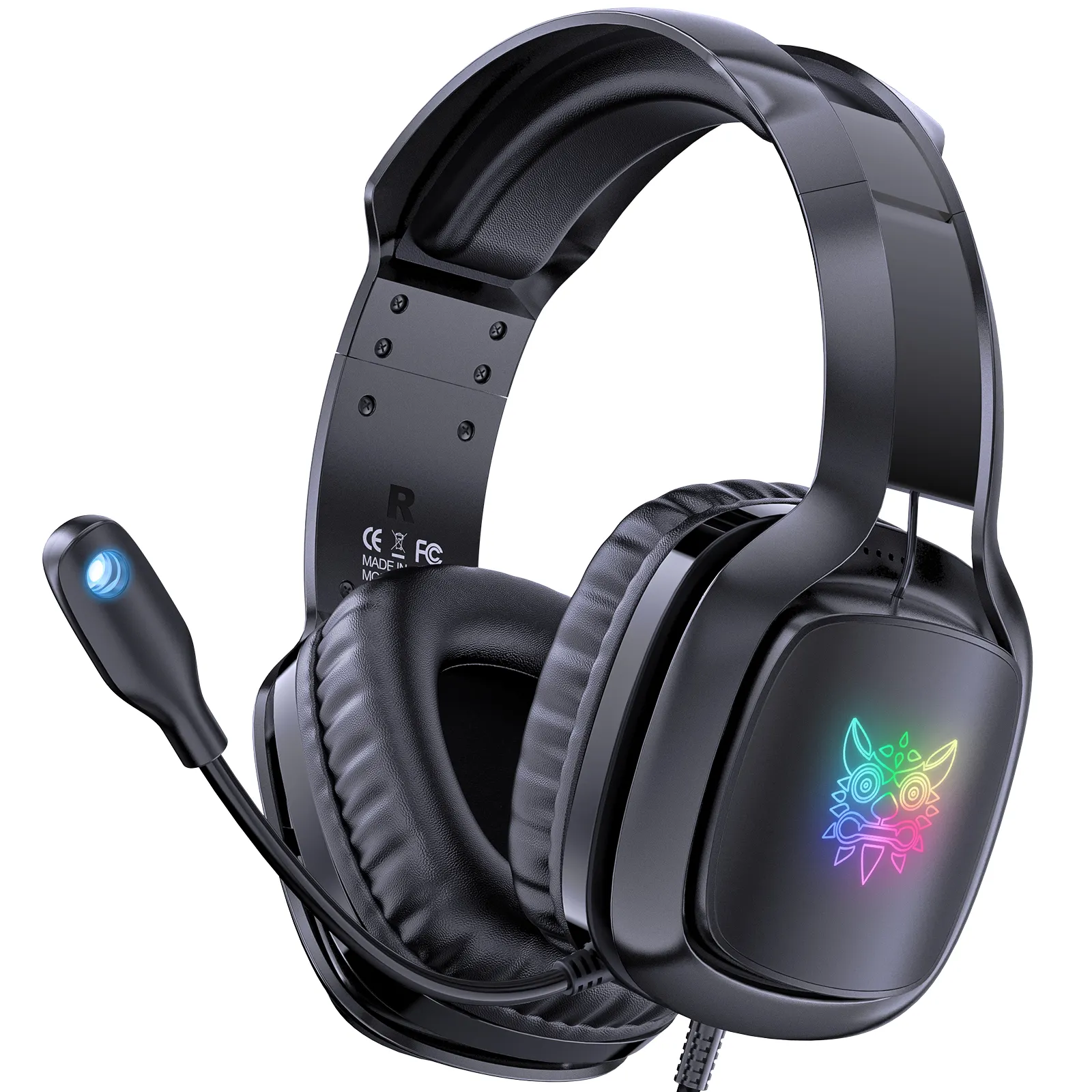 Onikuma X21 cuffie cablate per PC cuffie da gioco USB cuffie con cancellazione del rumore Over-Ear con microfono luce a LED per Gamer PS5