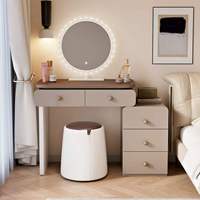 Nouvelle coiffeuse en bois pour petites chambres, style crème, minimaliste, avec armoire de rangement intégrée