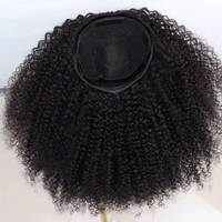 Perruque mi-tête en cheveux humains naturels noirs brésiliens bouclés afro, qualité SDD, sans colle, avec cordon de serrage réglable, pour femmes noires