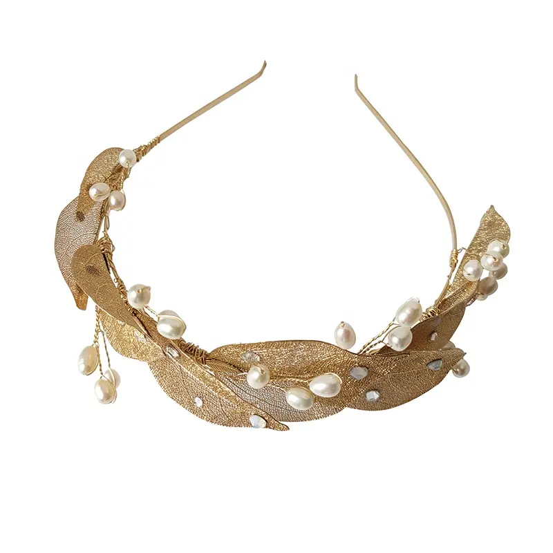 Wedding Hair Accessory Jewelry Gold Leaves Headband Bridal Tiaras Crown For Women Headdress