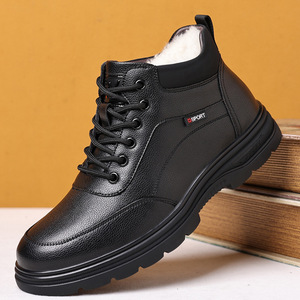 Botas de Invierno para Hombre, de Piel Auténtica, con Punta Redonda, Forro de Piel, Suela de Goma, Botas para la Nieve - Product Image 1