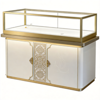 Comptoir de présentation de bijoux moderne en acier inoxydable blanc et argenté, vitrine de luxe en verre pour boutique de détail