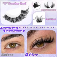 Cils en grappe effet naturel en gros, logo personnalisé OEM, longueurs mixtes 10-18mm, bande fine, cils individuels DIY, sans cruauté animale, effet lumineux
