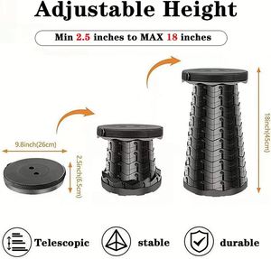 Tabouret pliant télescopique portable pour le camping en plein air, petit tabouret rond rétractable en plastique - Product Image 4