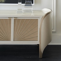 Personnalisé Moderne Minimaliste Blanc Crème Français Style Clair Luxe Solide Console TV Flottante Meuble TV en Bois