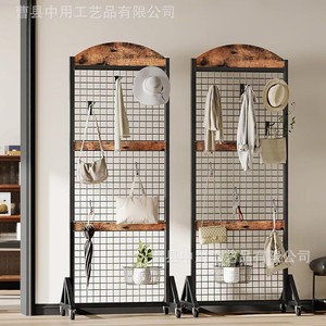 Ironwood Storage Pegboard <b>Shelf</b> Grid Wall Panel Display Rack Portable Kitchen Organizer With <b>Hooks</b> And <b>Shelves</b> - Product Image 5