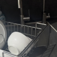 Panier d'organisation de cuisine moderne et durable en acier inoxydable 304, réglable et antirouille, pour séchage de vaisselle et rangement de fruits/légumes
