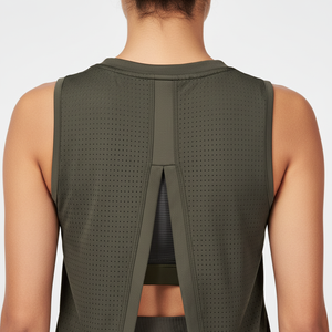 เสื้อครอปแขนกุดผ้าริบสีขาวดำสำหรับผู้หญิง สกรีนโลโก้ตามสั่ง ขายส่ง เหมาะสำหรับใส่ออกกำลังกายกลางแจ้ง ฟิตเนส และกิจกรรมกลางแจ้งอื่นๆ - Product Image 1