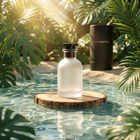 Flacon de parfum de luxe rond givré avec bouchon à sertir, 30 ml, 50 ml, 100 ml, flacon de parfum vide avec boîte et emballage en sac