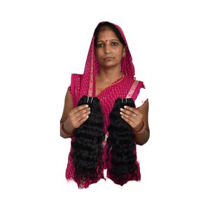 Venta al por mayor 100% Virgen Negro ondulado templo indio extensiones de cabello humano de alta calidad en bruto sin procesar paquetes de cabello humano - Product Image 6