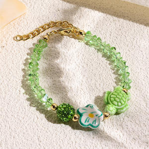 Pulsera de cristal de piedra <span class=keywords><strong>natural</strong></span> irregular tejida a mano al por mayor, pulsera ajustable con cuentas de grava, pulsera de concha de estrella de mar - Product Image 6