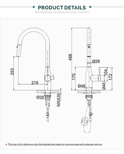 <span class=keywords><strong>Robinet</strong></span> de <span class=keywords><strong>cuisine</strong></span> monocommande en acier inoxydable 304, chaud/froid, à arc haute, à poser sur comptoir, design classique et moderne, rotation à 360 degrés, cartouche céramique - Product Image 5