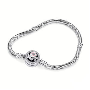 Factory Wholesale S925 Sterling Silver Flower Charm <b>Bracelet</b> Women's Wedding Gift Rhodium Plated - Product Image 1