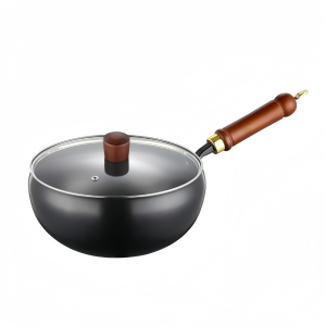 Most Popular Cast Iron Wok with Glass Lid Non-Stick No Coating Big Belly Fry Kitchen Cooking Wok <b>Pan</b> Wajan Kuali - Product Image 1