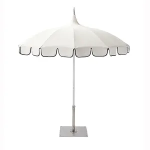 Sombrilla de playa con borlas para exteriores, parasol personalizado con flecos para Patio, piscina grande, Estilo Vintage, Pagoda, blanco