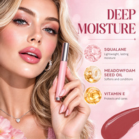 Kit Lèvres OEM Réutilisable en Boîte Rose en Fer Blanc, Rouge à Lèvres Haute Brillance Click, Crayon à Lèvres au Squalane et Jojoba avec Taille-Crayon, Ensemble Duo Lèvres Personnalisé