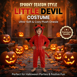 Disfraz <span class=keywords><strong>de</strong></span> Diablo Rojo para Niños - Traje <span class=keywords><strong>de</strong></span> Terciopelo con Capucha, Alas y <span class=keywords><strong>Cola</strong></span> para Halloween - Product Image 1